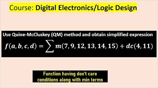 Simplify  given function using Quine-McCluskey Method (QM Method)