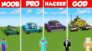 MILITARY TANK STATUE BUILD CHALLENGE - Minecraft Battle: NOOB vs PRO vs HACKER vs GOD / Animation