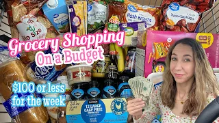 GROCERY SHOPPING ON A BUDGET 2023 | LESS THAN $100 FOR THE WEEK | FAMILY OF 4