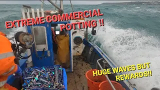 EXTREME COMMERCIAL CRAB POTTING !! ROUGH SEAS