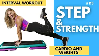 Step and Strength with weights | Step aerobics workout 💦 132-136 bpm #115