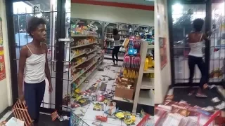 Angry Woman Destroys A Gas Station Store !!