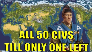 All 50 Civs Till ONLY ONE LEFT on a Huge Earth Map #1 (Deity Japan Civilization 6)