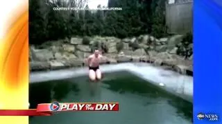 Man Tries Cannon Ball on Frozen Water: 'Ice Dude' Caught on Tape