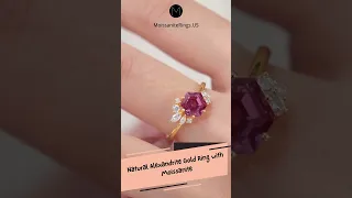 Natural Alexandrite Gold Ring with Moissanite | MoissaniteRings.US