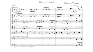 Valentini, Giuseppe - Op. 7 No. 11, Concerto Grosso in A minor w/ score