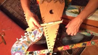 Bowed Psaltery and harp (harpolin) perform Greek folk tune