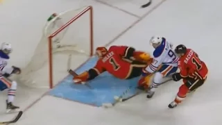 Hiller Makes an Amazing Stick Save on McDavid (10/17/15)