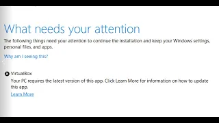 Fix Can't Upgrade To Windows 11 Error VirtualBox Your PC Requires The Latest Version Of This App