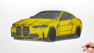 How to draw a BMW M4 G82 2021 / drawing bmw m3 / 4 series competition 2020