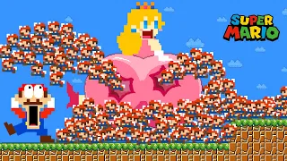 Super Mario Bros. but Mario and 999 Tiny Mario Parade INSIDE Giant BUTT Peach Maze