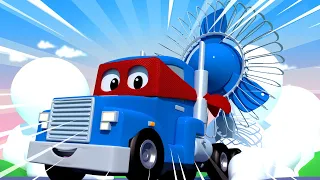 Supernáklaďák Karel ve Městě Aut 🚚 ⍟ Náklaďák s obřím větrákem - Dětské animáky