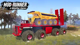 Spintires: MudRunner - GIANT TRUCK Transports a Heavy Caterpillar 10x10