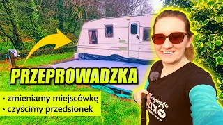 Przestawiamy PRZYCZEPĘ KEMPINGOWĄ w nowe miejsce! Dlaczego? Jak wygląda CZYSZCZENIE przedsionka?