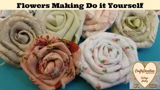 Folded Rose Diy, Fabric Flower Tutorial, for beginners Shabby Chic flower, no sew rose