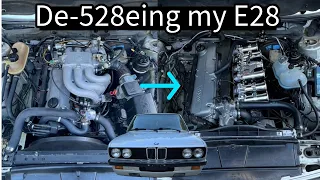 Transforming My BMW E28 528e From an Auto M20 to a 5 Spd ITB M30B35 | Start to Finish Time-lapse