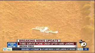 Three survive plane crash after hard landing