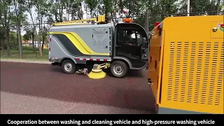 Electric Street Sweeper And Road Washing Tricycle Combined Cleaning