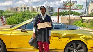 HOMELESS in GOLD BENTLEY Gold Digger Prank Social Experiment