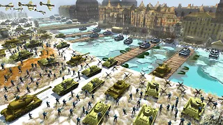 German Army City UNDER SIEGE vs 3,000 Russian TANKS! - Men of War: WW2 Mod