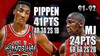 Michael Jordan & Scottie Pippen Highlights vs Bucks (1992.02.28) - 65pts Total! BADDEST DUO EVER!