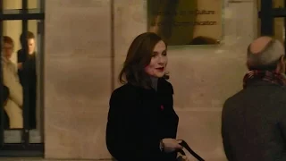 EXCLUSIVE:  Isabelle Huppert arriving at Award celebration by Unifrance at Coommunication Minister i