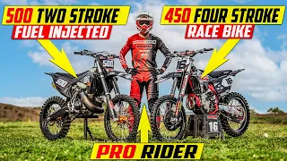 Brand New 500cc 2 Stroke vs 450 Four Stroke RACE Bike!