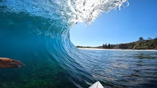 SURFING A SHALLOW LEFT HAND REEF BREAK! (RAW POV)