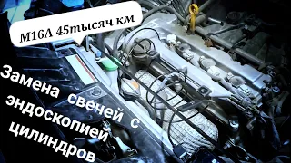 Замена свечей на моторе М16А Сузуки Витара (SX-4). В каком состоянии поршневая на 45 тысячах км?