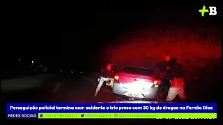 Perseguição policial termina com acidente e trio preso com 30 kg de drogas na Fernão Dias