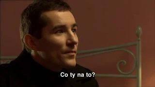 Two Poles speaking in English with Polish subtitles