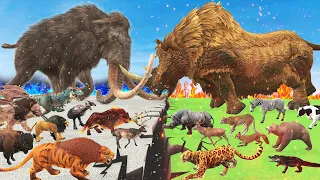Prehistoric Animals Epic Battle Ice Age Animals Woolly Mammaoth Vs Woolly Rhino Animal Revolt Battle