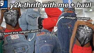 THRIFT WITH ME ♡ thrifting + y2k thrift haul (true religion jeans, roca wear, and more y2k finds!)