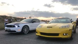 ГОНКА ПОНТОВ? Corvette 6.2 против Злых Porsche 911, Mustang GT и BMW