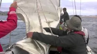 Crossing the finish line of the Sydney to Hobart 2010