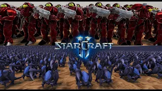 10,000 Terran Marines vs 1 MILLION ZERGLINGS - Starcraft Fight - UEBS 2