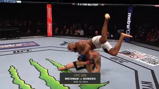 UFC Yoel Romero Knocksout Chris Weidman with crazy flying knee SLOW MOTION