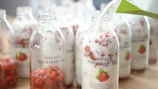 Korean Cafe :: How to Make Strawberry Milk, Popular in Korea