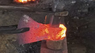 How to make an axe from a small piece of iron | Making an axe | Blacksmith