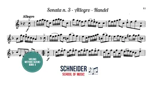 Sonata n. 3 [ Allegro II ]  Handel |  Violin Sheet Music: Suzuki Book Violin
