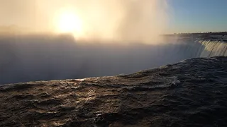 The Magic of Niagara Falls. Sunrise at Niagara Falls. April 2024, a day before solar eclipse.