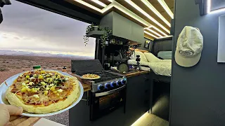Van Camping in a HAIL STORM | Made Pizza from Scratch