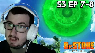 COMING FACE TO FACE WITH PETRIFICATION! DR. STONE SEASON 3 EPISODES 7-8 REACTION!