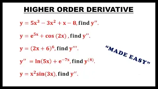 HIGHER ORDER DERIVATIVE || BASIC CALCULUS