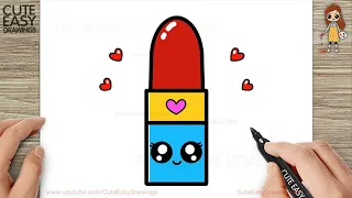 How to Draw a Cute Lipstick for Kids and Toddlers - 2