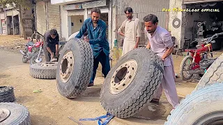 How to change Tire and Truck Tire changing in Pakistan Truck Local Wrokshop