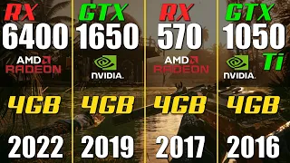 RX 6400 vs. GTX 1650 vs. RX 570 vs. GTX 1050 Ti