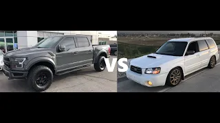 Ford Raptor vs. Subaru Forester