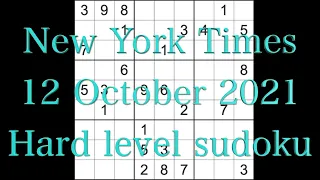 Sudoku solution – New York Times sudoku 12 October 2021 Hard level