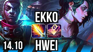 EKKO vs HWEI (MID) | 66% winrate, Rank 7 Ekko, 6 solo kills, Legendary, 18/4/3 | NA Master | 14.10